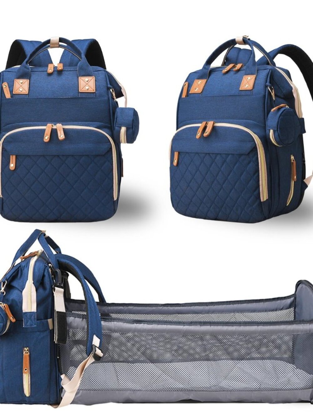 Diaper Bag with Changing Station, Waterproof 3 in 1 Diaper Backpack with